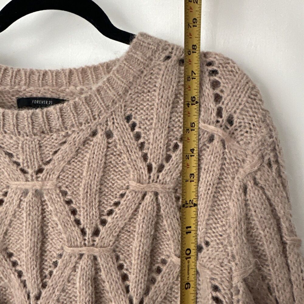 New Taupe Cropped Sweater Open Knit Women's XL - Picture 8 of 10